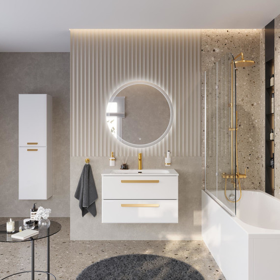 Тумба подвесная с раковиной Cezares ECO-CER-N-800-2C-SO-BL 80 см (раковина CZR-8073-80) bianco lucido - фото 10