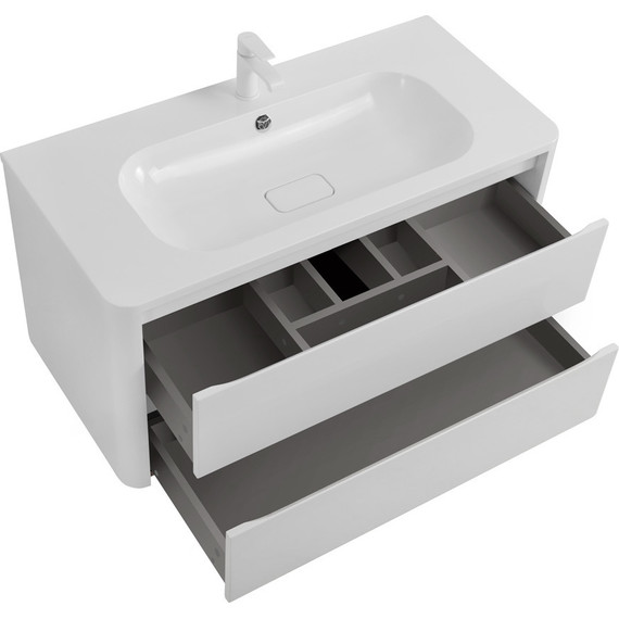 Тумба подвесная с раковиной Cezares RELAX-1000-2C-SO-BL 100 см (раковина CZR-1000/480-LV-MR-NV) bianco lucido - фото 3