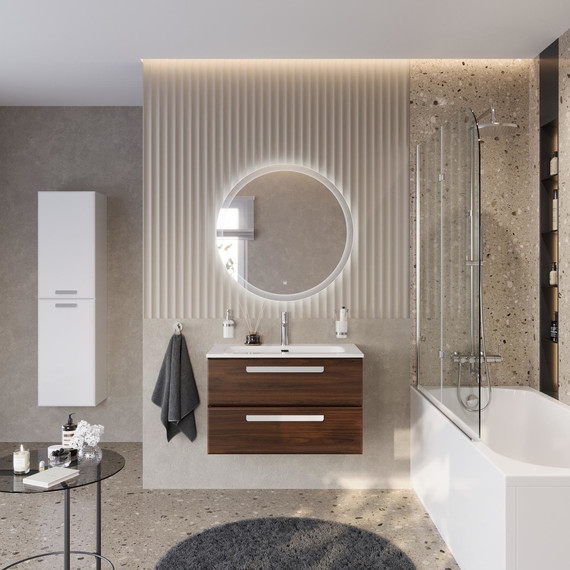 Тумба подвесная с раковиной Cezares ECO-CER-N-800-2C-SO-NCS-P 80 см (раковина CZR-8073-80) орех шоколад софт - фото 12