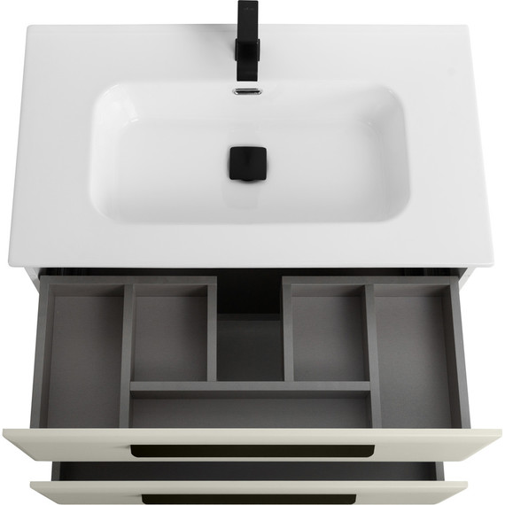 Тумба подвесная с раковиной Cezares ECO-CER-N-800-2C-SO-AS-P 80 см (раковина CZR-8095-80) альпака брашированная - фото 4