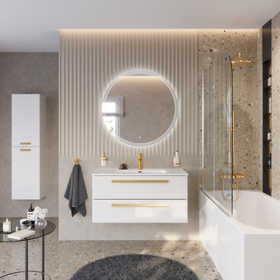 Тумба подвесная с раковиной Cezares ECO-CER-N-1000-2C-SO-BL 100 см (раковина CZR-8095-100) bianco lucido - фото 10