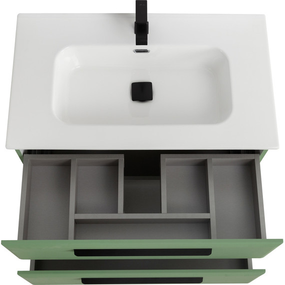 Тумба подвесная с раковиной Cezares ECO-CER-N-800-2C-SO-PS-P 80 см (раковина CZR-8095-80) фисташковый софт - фото 4