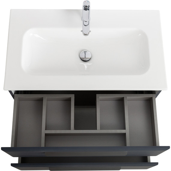 Тумба подвесная с раковиной Cezares ECO-CER-N-800-2C-SO-GR-P 80 см (раковина CZR-8073-80) grafito - фото 4