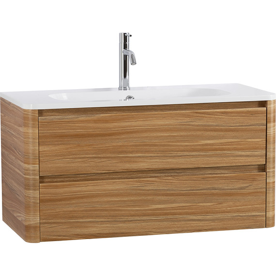 Тумба подвесная с раковиной Cezares RELAX-1000-2C-SO-RC-P 100 см (раковина CZR-1000/480-LV-MR-NV) дуб карамельный - фото 2