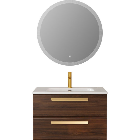 Тумба подвесная с раковиной Cezares ECO-CER-N-800-2C-SO-NCS-P 80 см (раковина CZR-8095-80) орех шоколад софт - фото 7