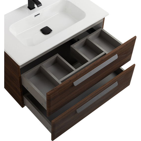 Тумба подвесная с раковиной Cezares ECO-CER-N-800-2C-SO-NCS-P 80 см (раковина CZR-8095-80) орех шоколад софт - фото 5