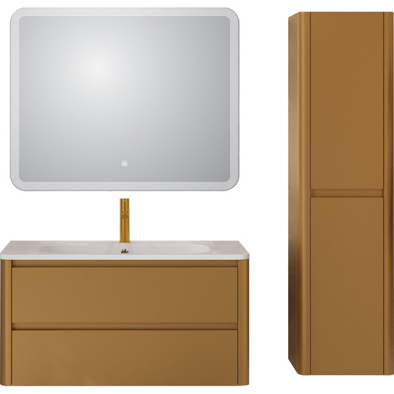 Тумба подвесная с раковиной Cezares RELAX-1000-2C-SO-BORO-P 100 см (раковина CZR-1000/480-LV-MR-NV) брашированное золото - фото 8