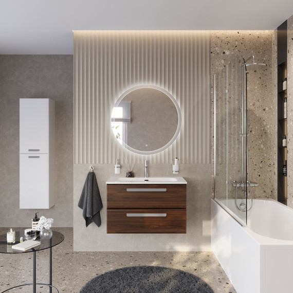 Тумба подвесная с раковиной Cezares ECO-CER-N-800-2C-SO-NCS-P 80 см (раковина CZR-8073-80) орех шоколад софт - фото 10