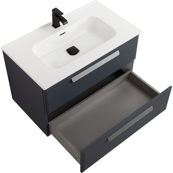 Тумба подвесная с раковиной Cezares ECO-CER-N-800-2C-SO-GR-P 80 см (раковина CZR-8095-80) grafito - фото 3