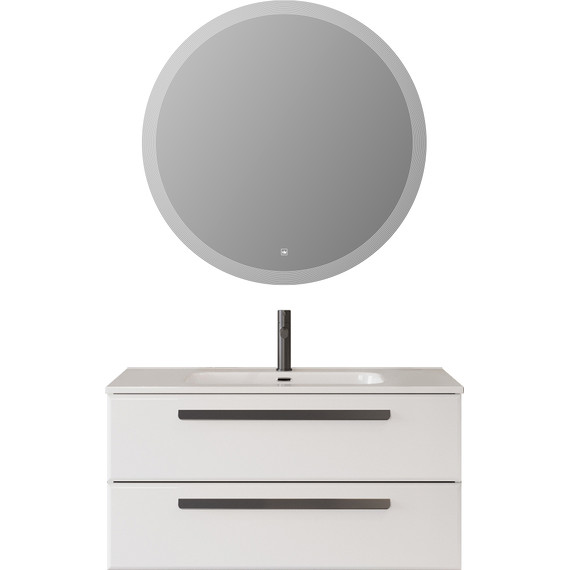 Тумба подвесная с раковиной Cezares ECO-CER-N-1000-2C-SO-BL 100 см (раковина CZR-8095-100) bianco lucido - фото 14