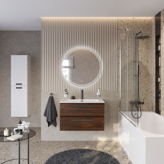 Тумба подвесная с раковиной Cezares ECO-CER-N-800-2C-SO-NCS-P 80 см (раковина CZR-8073-80) орех шоколад софт - фото 13