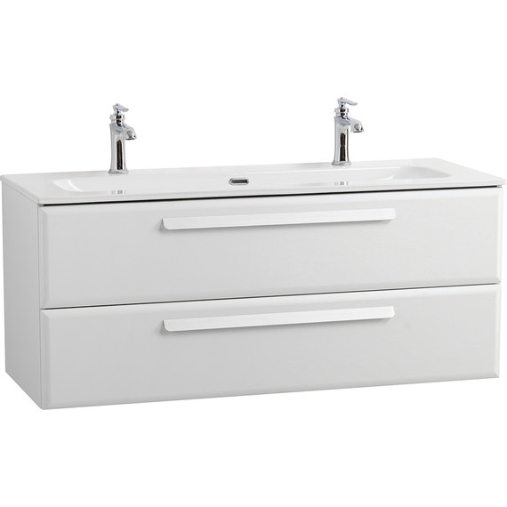 Тумба подвесная с раковиной Cezares ECO-CER-N-1200-2C-SO-BL 120 см (раковина CZR-8073-120-1-2) bianco lucido - фото 2