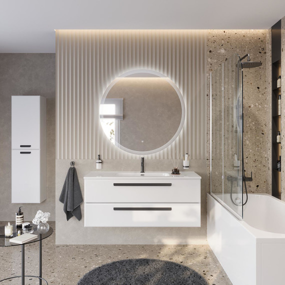 Тумба подвесная с раковиной Cezares ECO-CER-N-1200-2C-SO-BL 120 см (раковина CZR-8095-120) bianco lucido - фото 11