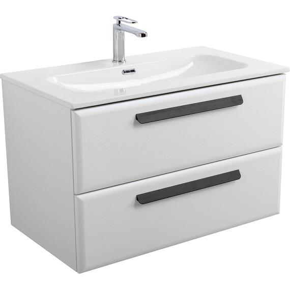 Тумба подвесная с раковиной Cezares ECO-CER-N-800-2C-SO-BL 80 см (раковина CZR-8073-80) bianco lucido - фото 2