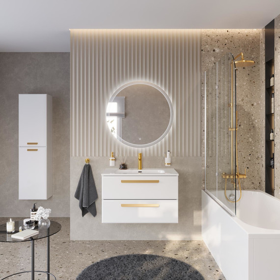 Тумба подвесная с раковиной Cezares ECO-CER-N-800-2C-SO-BL 80 см (раковина CZR-8095-80) bianco lucido - фото 10