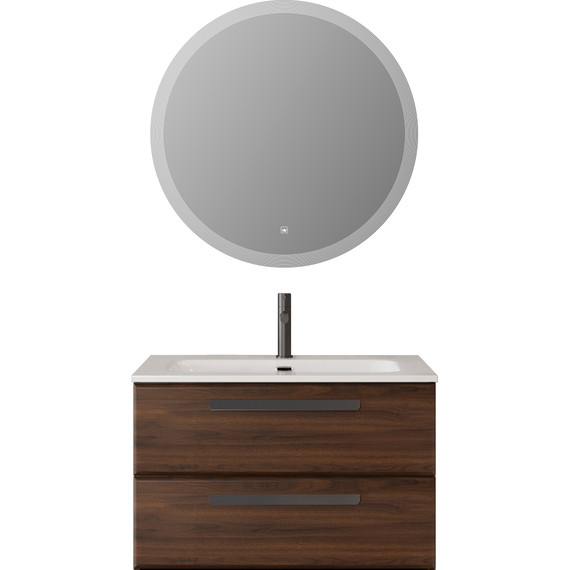 Тумба подвесная с раковиной Cezares ECO-CER-N-800-2C-SO-NCS-P 80 см (раковина CZR-8073-80) орех шоколад софт - фото 9