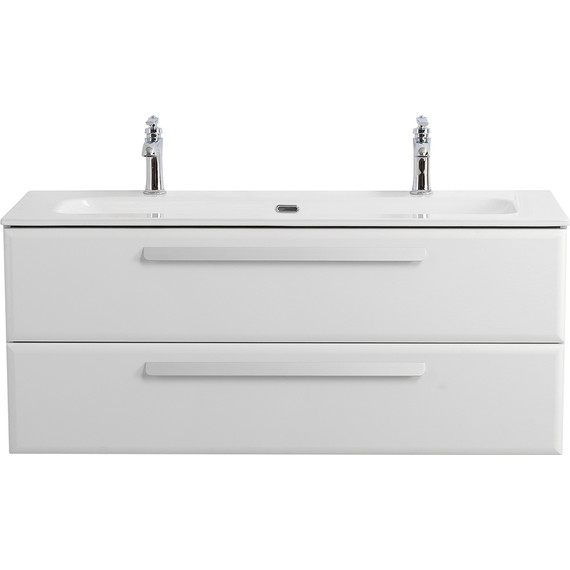 Тумба подвесная с раковиной Cezares ECO-CER-N-1200-2C-SO-BL 120 см (раковина CZR-8073-120-1-2) bianco lucido - фото 
