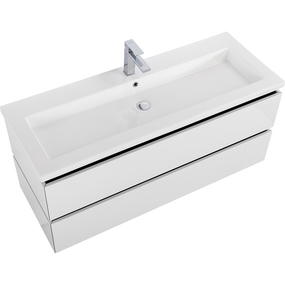 Тумба подвесная с раковиной Cezares PLANE-1200-2C-SO-BL 120 см (раковина CZR-8070-120) bianco lucido - фото 3