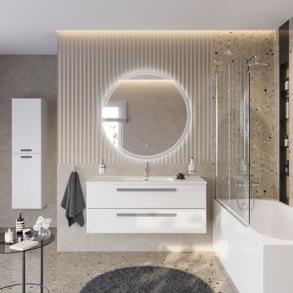 Тумба подвесная с раковиной Cezares ECO-CER-N-1200-2C-SO-BL 120 см (раковина CZR-8095-120) bianco lucido - фото 10