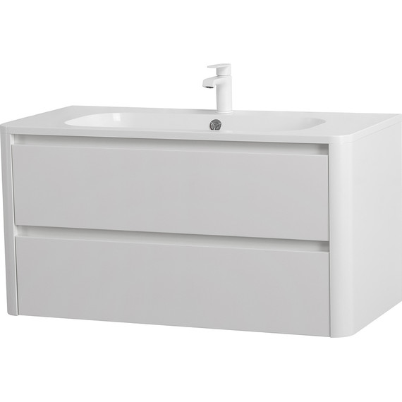 Тумба подвесная с раковиной Cezares RELAX-1000-2C-SO-BL 100 см (раковина CZR-1000/480-LV-MR-NV) bianco lucido - фото 2