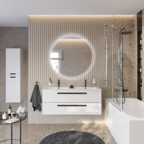 Тумба подвесная с раковиной Cezares ECO-CER-N-1200-2C-SO-BL 120 см (раковина CZR-8073-120-2) bianco lucido - фото 3