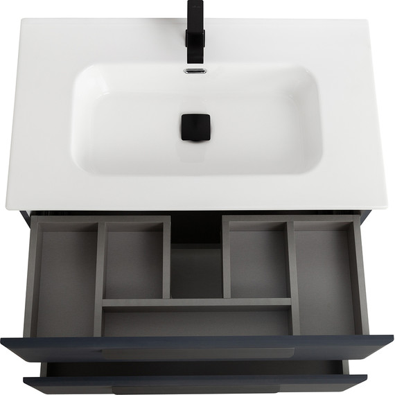 Тумба подвесная с раковиной Cezares ECO-CER-N-800-2C-SO-GR-P 80 см (раковина CZR-8095-80) grafito - фото 4