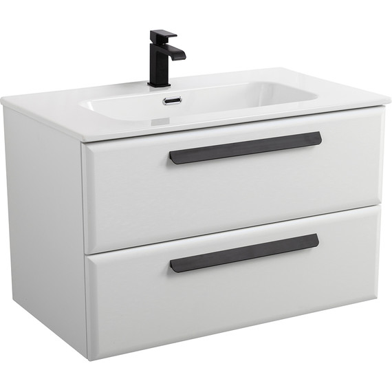 Тумба подвесная с раковиной Cezares ECO-CER-N-800-2C-SO-BL 80 см (раковина CZR-8095-80) bianco lucido - фото 2