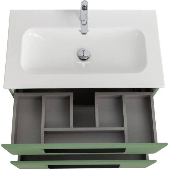 Тумба подвесная с раковиной Cezares ECO-CER-N-800-2C-SO-PS-P 80 см (раковина CZR-8073-80) фисташковый софт - фото 4