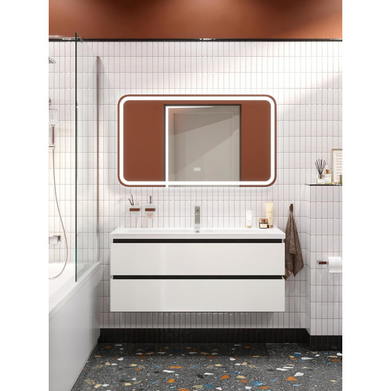 Тумба подвесная с раковиной Cezares PLANE-1200-2C-SO-BL 120 см (раковина CZR-8070-120) bianco lucido - фото 9