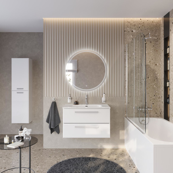 Тумба подвесная с раковиной Cezares ECO-CER-N-800-2C-SO-BL 80 см (раковина CZR-8095-80) bianco lucido - фото 12