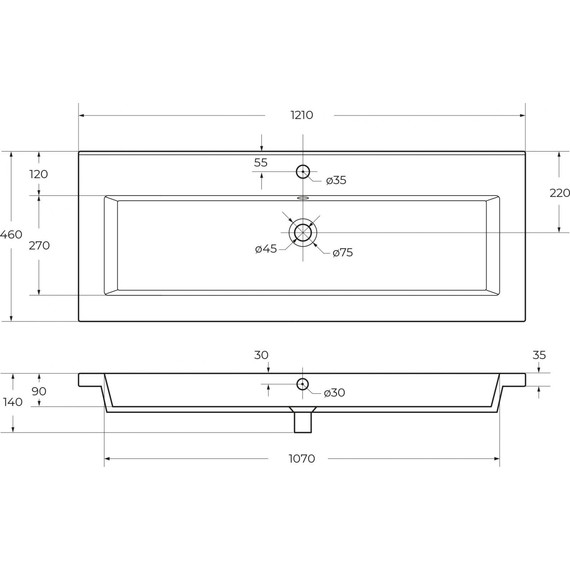 Тумба подвесная с раковиной Cezares PLANE-1200-2C-SO-BL 120 см (раковина CZR-8070-120) bianco lucido - фото 12