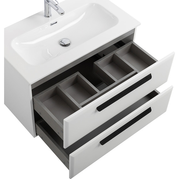 Тумба подвесная с раковиной Cezares ECO-CER-N-800-2C-SO-BL 80 см (раковина CZR-8073-80) bianco lucido - фото 5