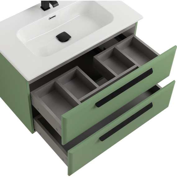 Тумба подвесная с раковиной Cezares ECO-CER-N-800-2C-SO-PS-P 80 см (раковина CZR-8095-80) фисташковый софт - фото 5