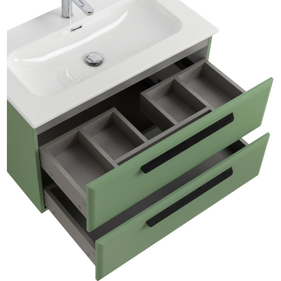 Тумба подвесная с раковиной Cezares ECO-CER-N-800-2C-SO-PS-P 80 см (раковина CZR-8073-80) фисташковый софт - фото 5