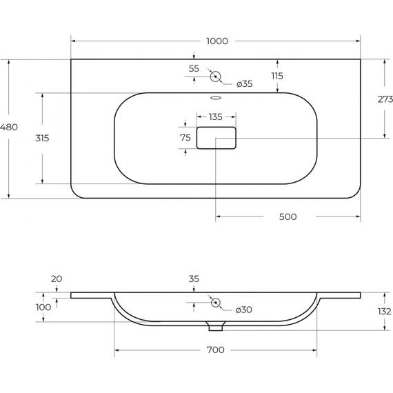 Тумба подвесная с раковиной Cezares RELAX-1000-2C-SO-BL 100 см (раковина CZR-1000/480-LV-MR-NV) bianco lucido - фото 10