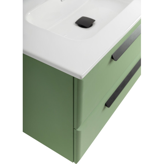 Тумба подвесная с раковиной Cezares ECO-CER-N-800-2C-SO-PS-P 80 см (раковина CZR-8095-80) фисташковый софт - фото 6