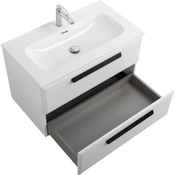 Тумба подвесная с раковиной Cezares ECO-CER-N-800-2C-SO-BL 80 см (раковина CZR-8073-80) bianco lucido - фото 3