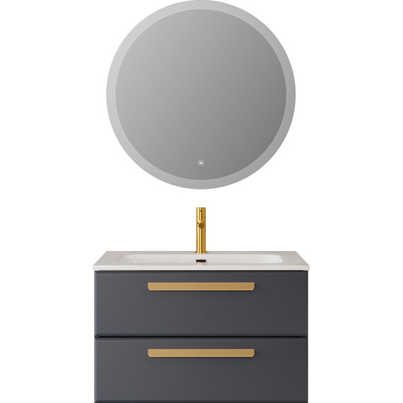 Тумба подвесная с раковиной Cezares ECO-CER-N-800-2C-SO-GR-P 80 см (раковина CZR-8073-80) grafito - фото 13