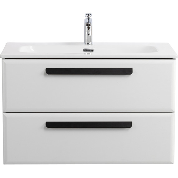 Тумба подвесная с раковиной Cezares ECO-CER-N-800-2C-SO-BL 80 см (раковина CZR-8073-80) bianco lucido - фото 