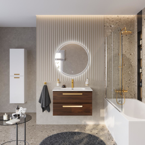 Тумба подвесная с раковиной Cezares ECO-CER-N-800-2C-SO-NCS-P 80 см (раковина CZR-8095-80) орех шоколад софт - фото 10