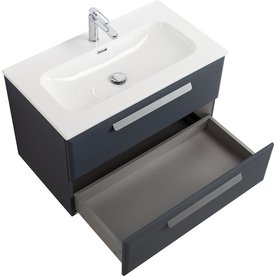 Тумба подвесная с раковиной Cezares ECO-CER-N-800-2C-SO-GR-P 80 см (раковина CZR-8073-80) grafito - фото 3