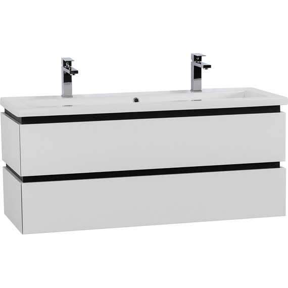 Тумба подвесная с раковиной Cezares PLANE-1200-2C-SO-BL 120 см (раковина CZR-8070-120-1-2) bianco lucido - фото 2