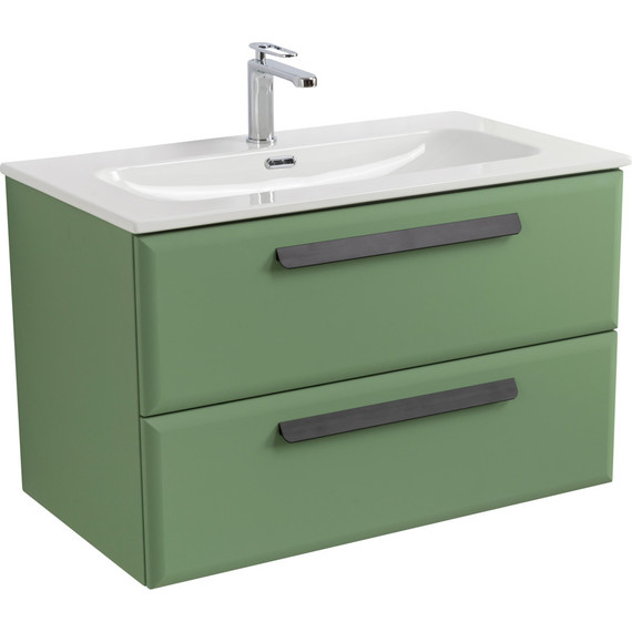 Тумба подвесная с раковиной Cezares ECO-CER-N-800-2C-SO-PS-P 80 см (раковина CZR-8073-80) фисташковый софт - фото 2