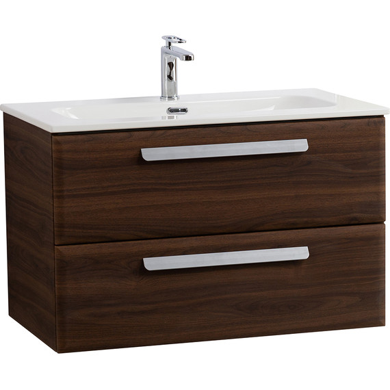 Тумба подвесная с раковиной Cezares ECO-CER-N-800-2C-SO-NCS-P 80 см (раковина CZR-8073-80) орех шоколад софт - фото 2