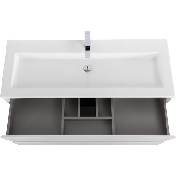 Тумба подвесная с раковиной Cezares PLANE-1200-2C-SO-BL 120 см (раковина CZR-8070-120) bianco lucido - фото 4