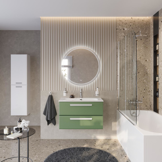 Тумба подвесная с раковиной Cezares ECO-CER-N-800-2C-SO-PS-P 80 см (раковина CZR-8073-80) фисташковый софт - фото 12