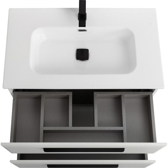 Тумба подвесная с раковиной Cezares ECO-CER-N-800-2C-SO-BL 80 см (раковина CZR-8095-80) bianco lucido - фото 4