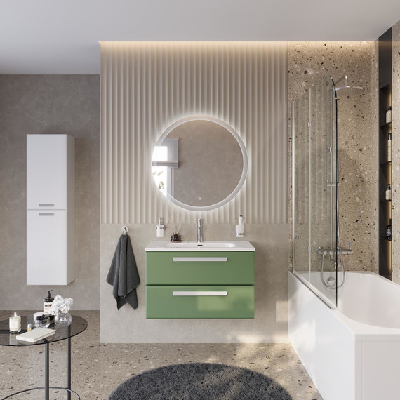 Тумба подвесная с раковиной Cezares ECO-CER-N-800-2C-SO-PS-P 80 см (раковина CZR-8095-80) фисташковый софт - фото 12