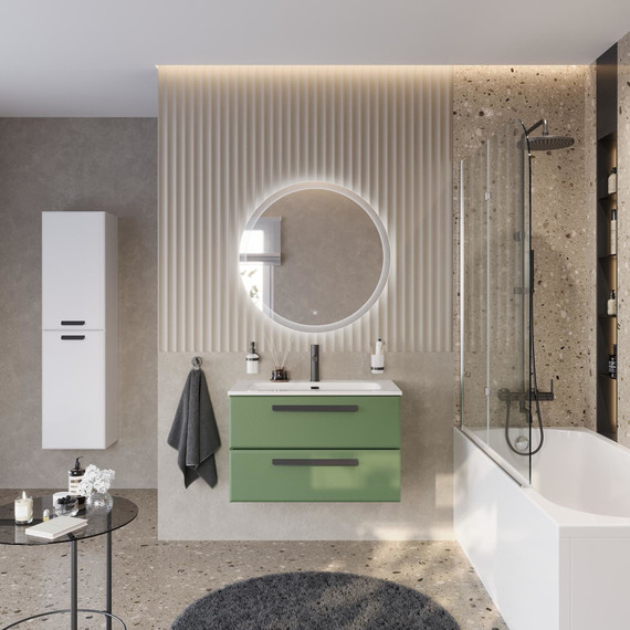 Тумба подвесная с раковиной Cezares ECO-CER-N-800-2C-SO-PS-P 80 см (раковина CZR-8073-80) фисташковый софт - фото 9