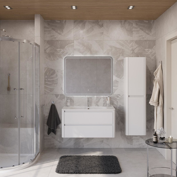 Тумба подвесная с раковиной Cezares RELAX-1000-2C-SO-BL 100 см (раковина CZR-1000/480-LV-MR-NV) bianco lucido - фото 7